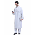 MOQ1 Custom High Quality Two Piece Sets Ethnic Thobe Casual Man Muslim Abaya Clothes Solid Turkish Dubai Arab Islamic Clothing